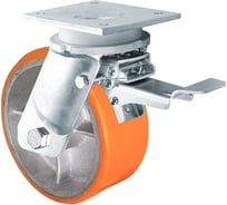 Колесная опора полиуретановая поворотная с панелью и тормозом большегрузная Inford E71 VIBZ 300 SB9