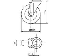 Колесо EMES с кронштейном и креплением под болт EP04MKT100X25