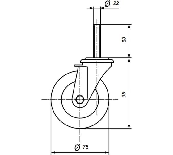 Колесо EMES с кронштейном и стержнем ET03MKT75X25