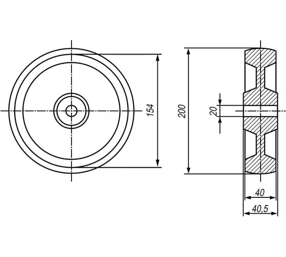 Колесо для оси EMES Арт. (упаковка 2 штуки) MKR200X40BLACK.2