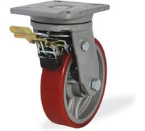 Большегрузная поворотная колесная опора КАМА с тормозом 5102-DOR-300-F09