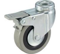 Колесо аппаратное поворотное под болт с тормозом (80 мм; серая резина; полипропилен) Tellure Rota 377103