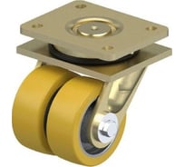 Большегрузные сдвоенные колеса тяжёлой серии с контактным полиуретановым слоем на стальной панели с поворотным узлом, основание колеса из чугуна "КубаньЛитМаш" LSD-GTH 100K