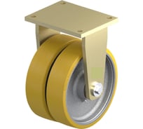 Большегрузное сдвоенное колесо КубаньЛитМаштяжёлой серии с контактным полиуретановым слоем с фиксированной стальной панелью, основание коласа из чугуна BSD-GTH 302K