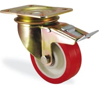 Большегрузная поворотная колесная опора с площадкой с тормозом KAMA K-4102-PUR-150-F18