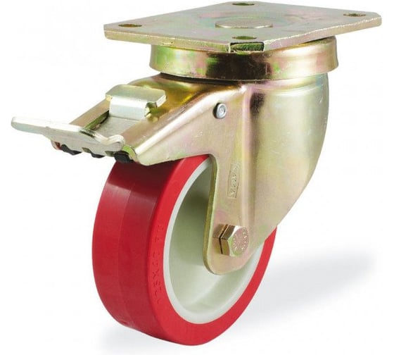 Поворотная колесная опора с тормозом KAMA 150 мм 4102-PUR-150-F18 1