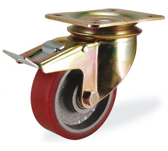 Поворотная колесная опора с тормозом KAMA 80 мм 4102-DOR-080-F18 1