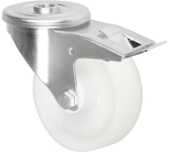 Колесная опора Inford нержавеющая с тормозом под болт М12 E22 NNLM 100 HB3 1