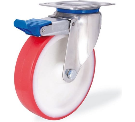 Поворотная колесная опора с тормозом KAMA из нержавеющей стали S-3202-PUS-200 1