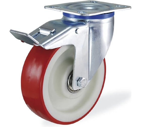 Поворотная колесная опора с тормозом KAMA 125 мм 3202-PUR-125-F18 1