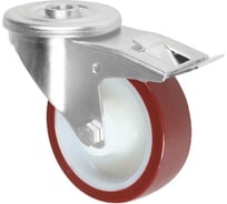 Колесная опора Inford поворотная с тормозом полиуретановая нержавеющая под болт E22 UNLM 100 HB3