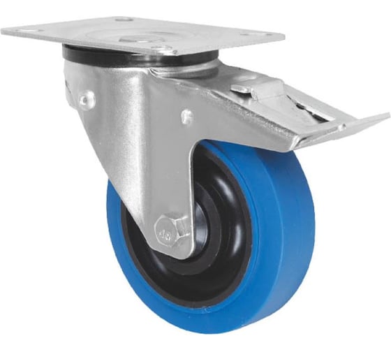 Колесная опора Inford поворотная с подпружиненным поворотным узлом и общим тормозом E23 XPBQ 100SB3 +RB 1