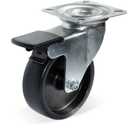 Поворотная колесная опора KAMA с тормозом, 75 мм 1702-MMB-075-F18 1