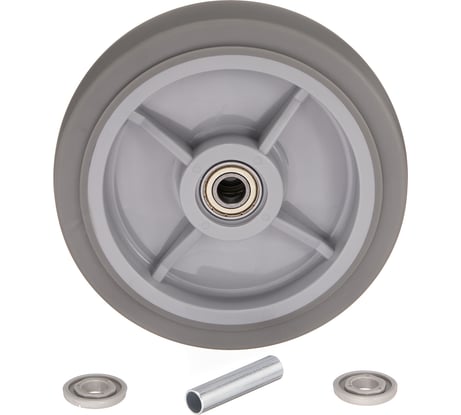 Колесо под ось Стелла-техник 200мм, грузоподъемность 300кг, термопластичная серая резина, полипропилен N48200TPRSW