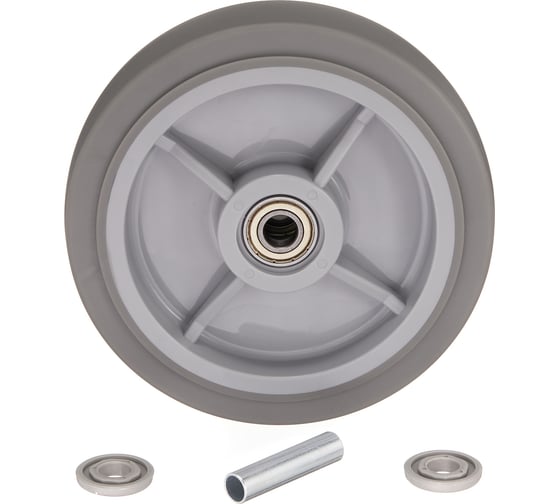 Колесо под ось Стелла-техник 200мм, грузоподъемность 300кг, термопластичная серая резина, полипропилен N48200TPRSW 1