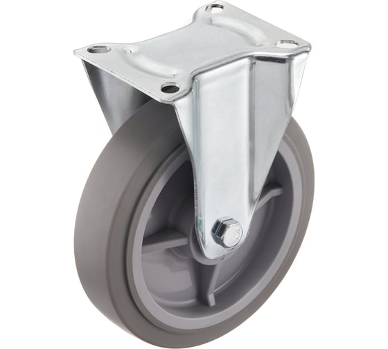 Колесо неповоротное Стелла-техник 200мм, грузоподъемность 300кг, термопластичная серая резина, полипропилен N48200TPRF 1