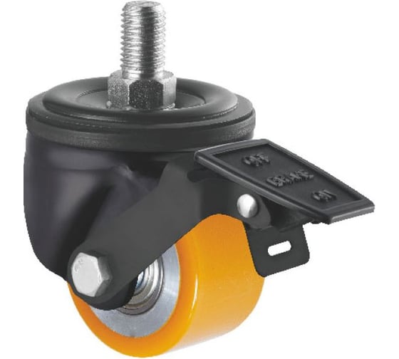 Колесная опора Inford с тормозом и резьбовым стержнем М16х30 аппаратная усиленная J38 VABM 075 TB2 1