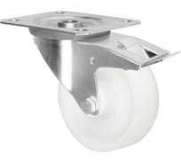 Колесная опора Inford поворотная с тормозом нержавеющая с панелью крепления E22 NNLM 080 SB3