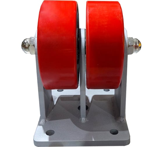 Сверхбольшегрузная сдвоенная неповоротная колесная опора Kolesa-opori полиуретан, г/п 3000 кг, д. 300 FCp 90 MAX-2 TW 1