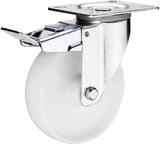 Поворотная колесная опора с тормозом Kolesa-opori SRCnb 42 нейлоновая, д100 SRCnb42 1