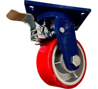 Сверхбольшегрузная поворотная колесная опора с тормозом Kolesa-opori SCpb 85 MAX полиуретан, г/п 1800 кг, д. 250 SCpb85MAX