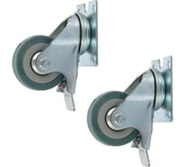 Набор колес Caster 2шт./50мм, поворотные с тормозом и платформой (серая резина) SCgb25-Н