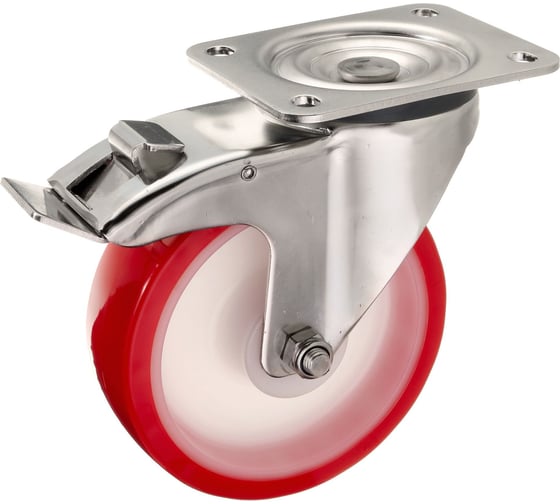 Колесо поворотное Стелла-техник с тормозом, диаметр 160мм, грузоподъемность 350кг, термопластичный полиуретан, полиамид, кронштейн из нержавеющей стали, 6903-150 1