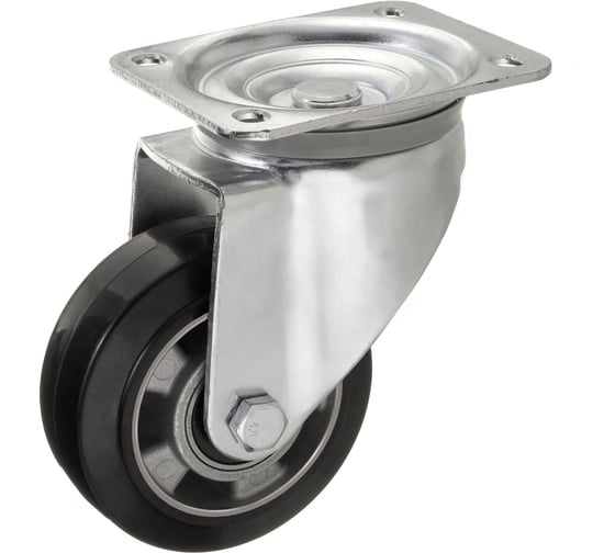 Колесо поворотное Стелла-техник диаметр 125мм, грузоподъемность 230кг, эластичная резина, алюминий, 7201-125 1