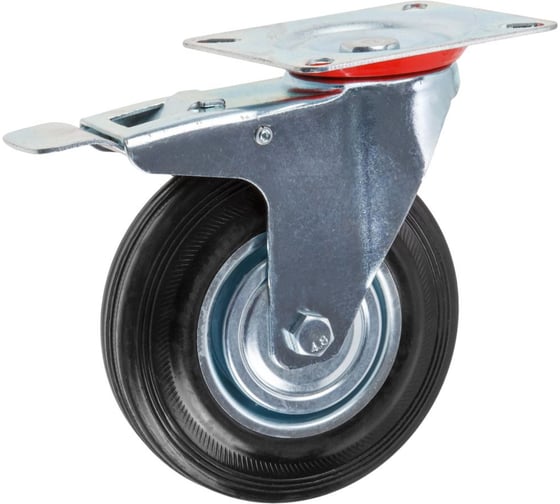 Колесо мебельное STARFIX 125 мм на площадке с фиксатором резиновая SMF-49755-1 ЦЗ-0064471875 1