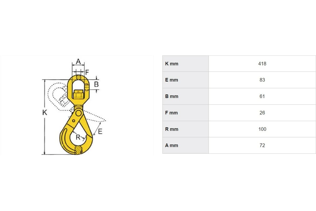 Крюк самозащелкивающийся с вертлюгом 12.5 т Haklift VAKL20 - выгодная ...