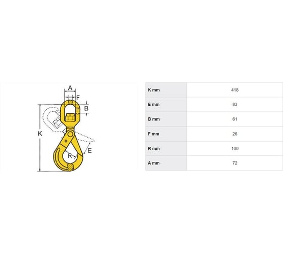 Крюк самозащелкивающийся с вертлюгом 12.5 т Haklift VAKL20