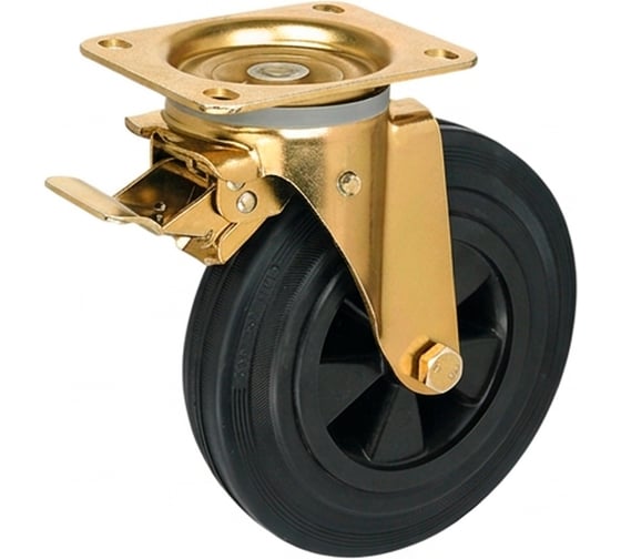 Колесо Kolesa-opori 160 мм для мусорных контейнеров кронштейн поворотное с тормозом 4003160-KU-АНОД