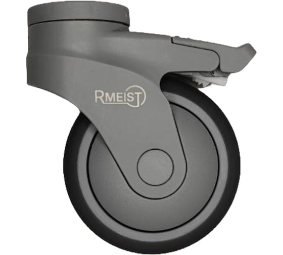 Колесо аппаратное поворотное с тормозом Rmeist IUL 075 PJP2 O11 b9, 75мм. Крепление под болт М10 мм, 1 шт. RM00037167ВИ
