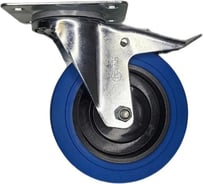 Колесо промышленное с синей термопластичной резиной Rmeist IMS 125 PJP1 S62 b1 blue поворотное с тормозом, 125 мм, крепежная панель P62-105x85 мм, 1 шт. RM00000012ВИ