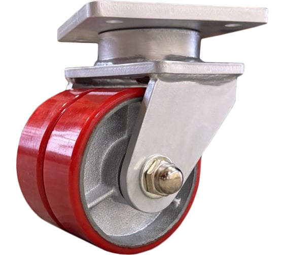 Сверхбольшегрузная сдвоенная поворотная колёсная опора Kolesa-opori (VILS) SCp 63 MAX-2 TW полиуретан г/п 1800 кг д. 150