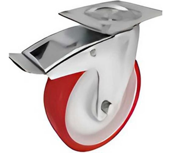 Полиуретановое колесо А5 SPpb 55 SS 125мм х35мм (нерж.сталь, площ, обод PP,пов., тормоз, подш скольж.) 1010415