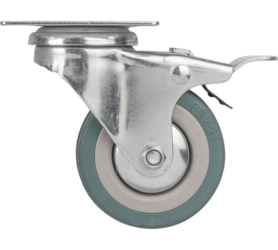 Опора колесная со стопором и площадкой Ajax WL/B-60R/50 kg (brake) резина 60861