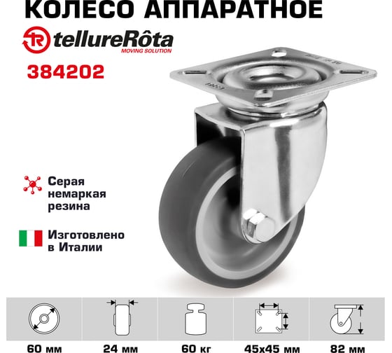 Колесо аппаратное поворотное с панелью (60 мм; 60 кг) Tellure rota 384202