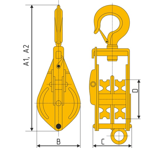 Блок с откидной щекой и крюком HS 0.5 т TEHNOLIFT 4687202158393