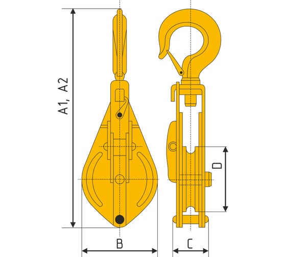 Блок с откидной щекой и крюком HS 3 т TEHNOLIFT 4687202158423