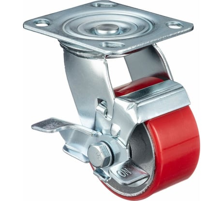 Колесо поворотное с тормозом (100 мм; игольчатый подшипник; грузоподъемность 200 кг; чугун; полиуретан) СТЕЛЛА-ТЕХНИК N29100CPUB1