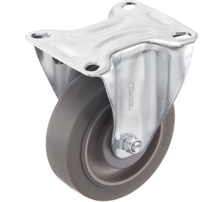 Колесо неповоротное (100 мм; грузоподъемность 100 кг; термопластичная серая резина; полипропилен) СТЕЛЛА-ТЕХНИК N48100TPRF