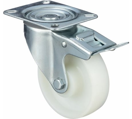 Колесо поворотное с тормозом (100 мм; подшипник скольжения; грузоподъемность 250 кг; полиамид) СТЕЛЛА-ТЕХНИК N48100PNYB