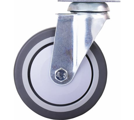 Опора колесная поворотная на площадке 100 мм пластик/резина (серый 4 шт) Стройбат 556210