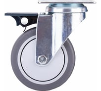 Опора колесная поворотная на площадке со стопором 75 мм, пластик/резина серая Стройбат 556250