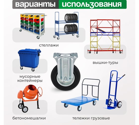 Колесо со стационарной опорой (125 мм; 130 кг) Tellure rota 535903