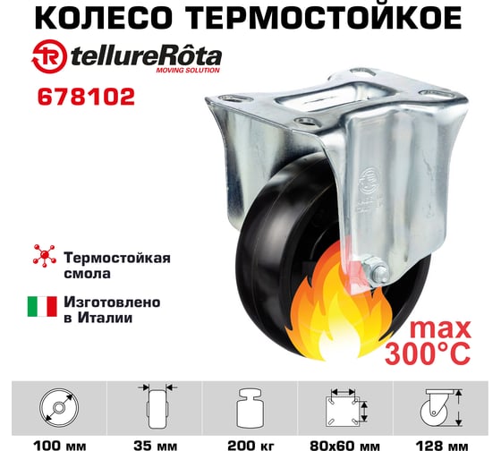 Колесо со стационарной опорой (100 мм; 200 кг) Tellure rota 678102