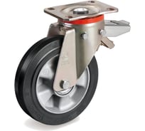 Колесо с вращающейся опорой, пластиной крепления и задним тормозом (200 мм; 500 кг) Tellure rota 727206