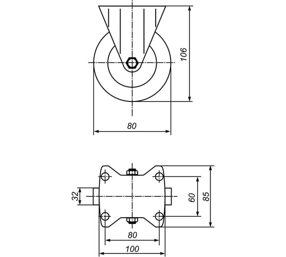 Колесо с фиксированной платформой EMES EM02MBT80X32