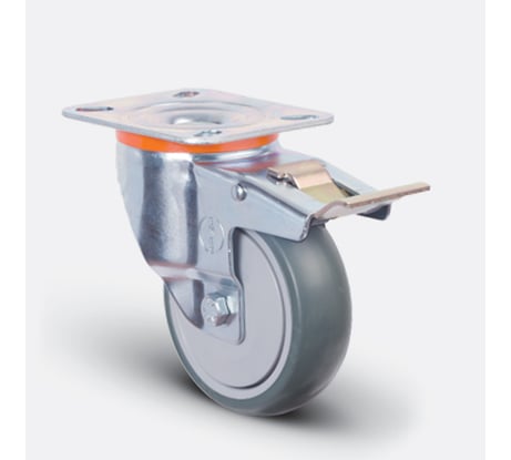 Колесо с поворотной платформой и тормозом EMES EM01MBT125X32F